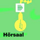 Cover: Deutschlandfunk Nova Hörsaal. A light bulb and the word "Hörsaal" (lecture hall) are shown, representing the podcast.