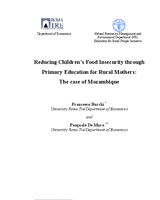 Reducing children’s food insecurity through primary education for rural mothers: the case of Mozambique