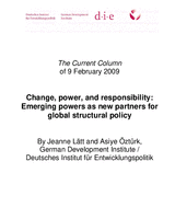 Change, power, and responsibility: emerging powers as new partners for global structural policy