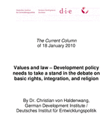 Values and law: development policy needs to take a stand in the debate on basic rights, integration, and religion