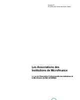 Associations des institutions de la microfinance: le cas de l’Association Professionnelle des Institutions de la Microfinance du Mali (APIM/ Mali)